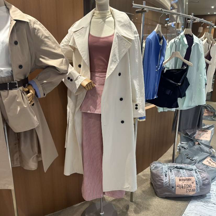 REPERTORY東大門實拍女士新品人氣職業真品長款風衣含腰帶REPERTORY長款風衣