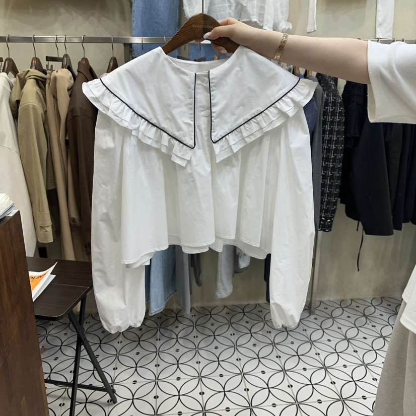 BAMBOLINA韓國代購女士新品26春夏真品推薦休閑襯衫蕾絲衫BAMBOLINA襯衫/蕾絲衫