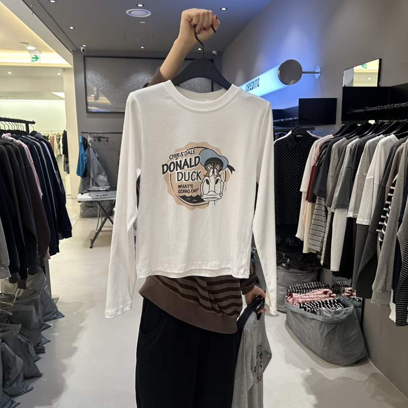 CREDITO韓國直郵女裝新款人氣26春夏真品休閑長袖T恤海軍CREDITO長袖T恤