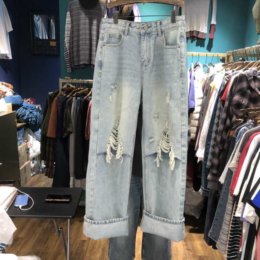 MERCI LINDA東大門代購女裝新款職業人氣休閑牛仔褲復古MERCI LINDA牛仔褲