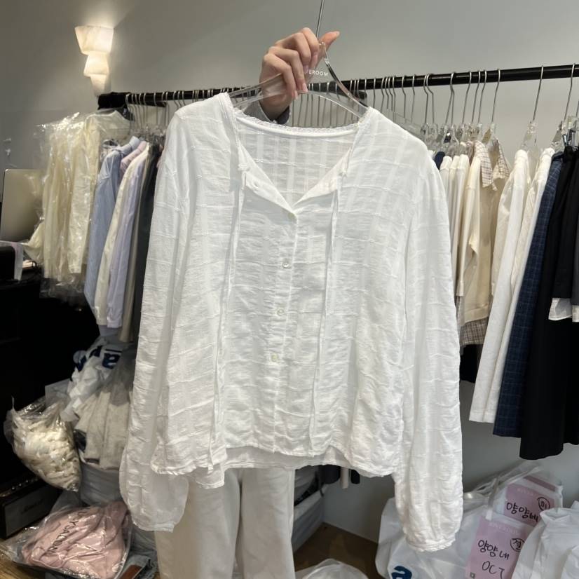 RIVEROOM韓國代購女裝新款休閑人氣真品推薦職業襯衫蕾絲衫RIVEROOM襯衫/蕾絲衫