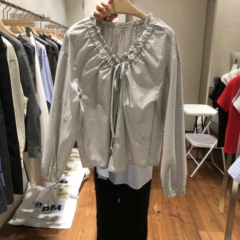 COMELY東大門直郵女士新款休閑人氣時尚熱賣襯衫蕾絲衫格紋COMELY襯衫/蕾絲衫