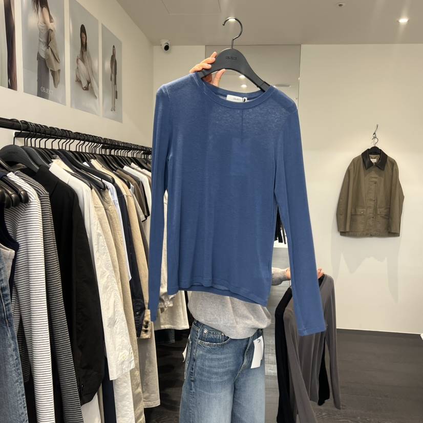 OBJECT東大門實拍女裝新品26春夏休閑時尚長袖T恤不含吊帶OBJECT長袖T恤