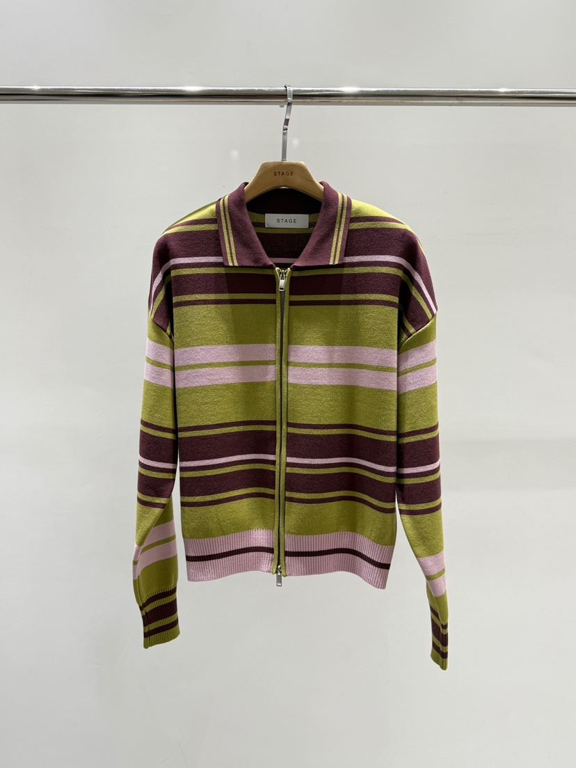 STAGE韓國代購女裝新款人氣休閑時尚推薦熱賣職業針織衫拉鏈STAGE針織衫