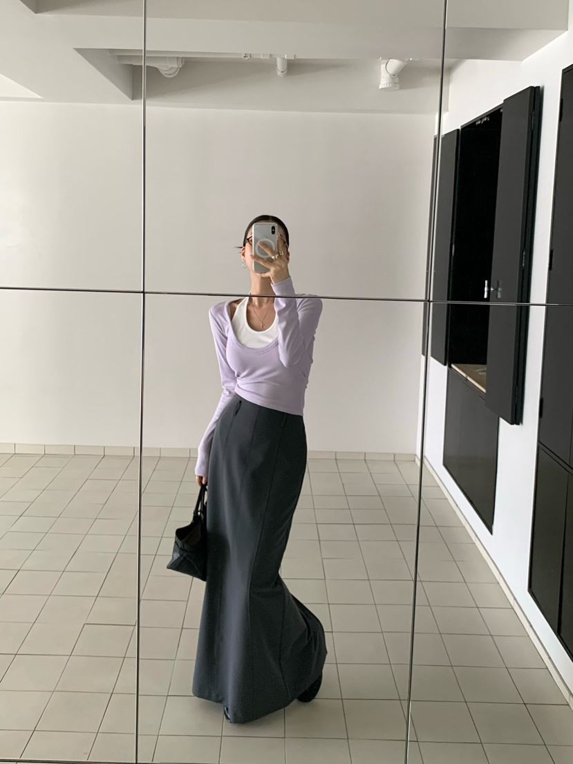 REVE CITE-L東大門實拍女士新款時尚真品長裙不含腰帶開衩REVE CITE-L長裙