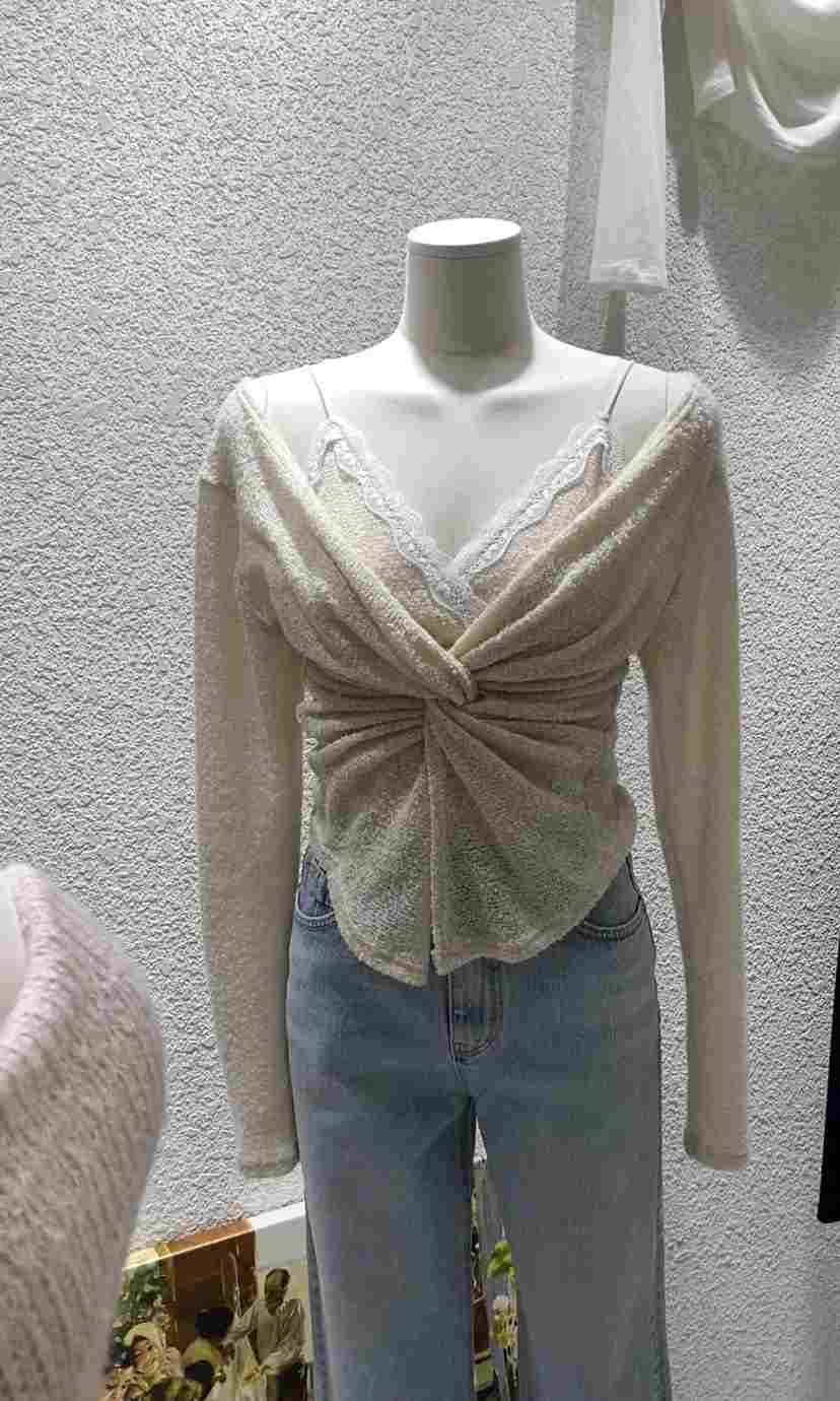 N BROWN東大門直郵女裝新款休閑職業襯衫蕾絲衫假兩件蕾絲N BROWN襯衫/蕾絲衫