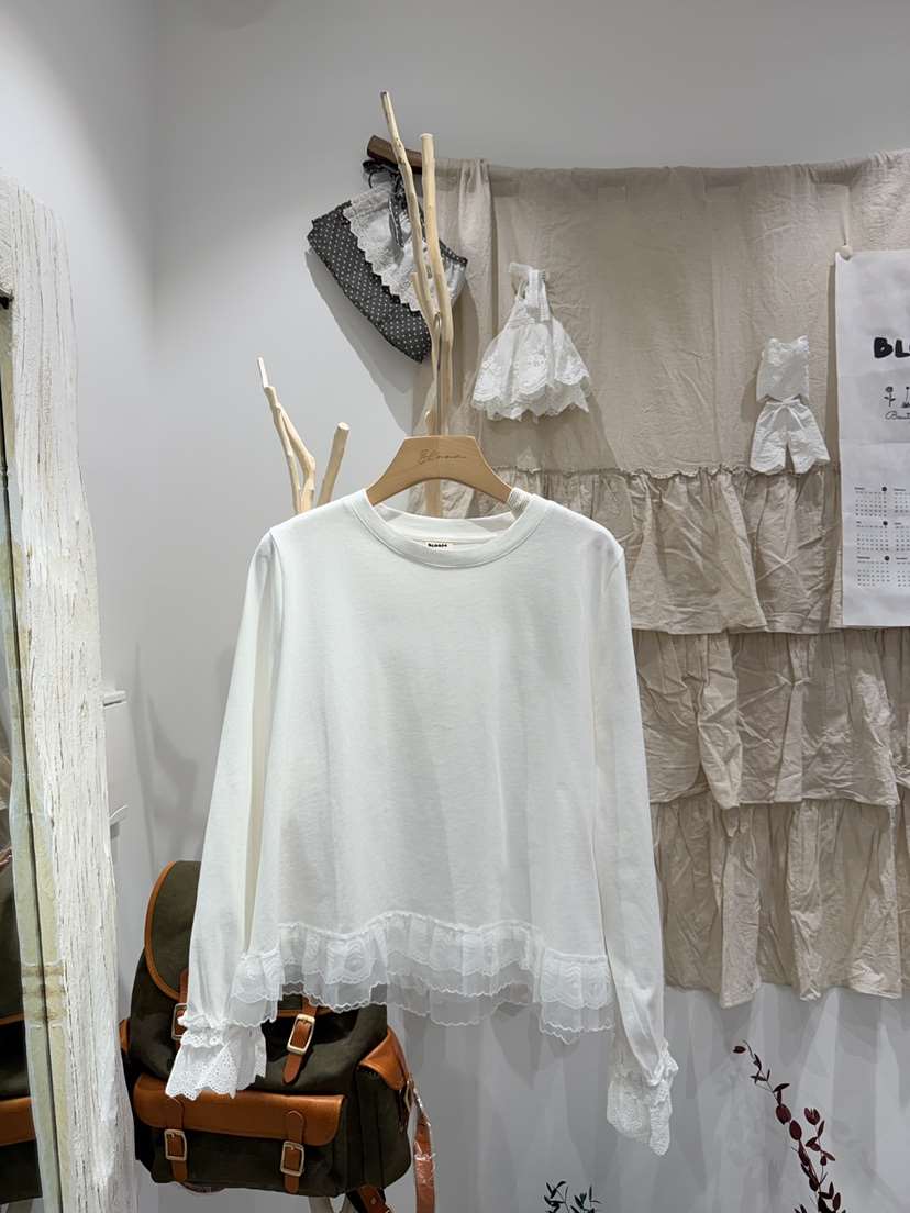 BLOOM東大門直郵女士新品時尚職業真品休閑熱賣長袖T恤蕾絲BLOOM-S長袖T恤