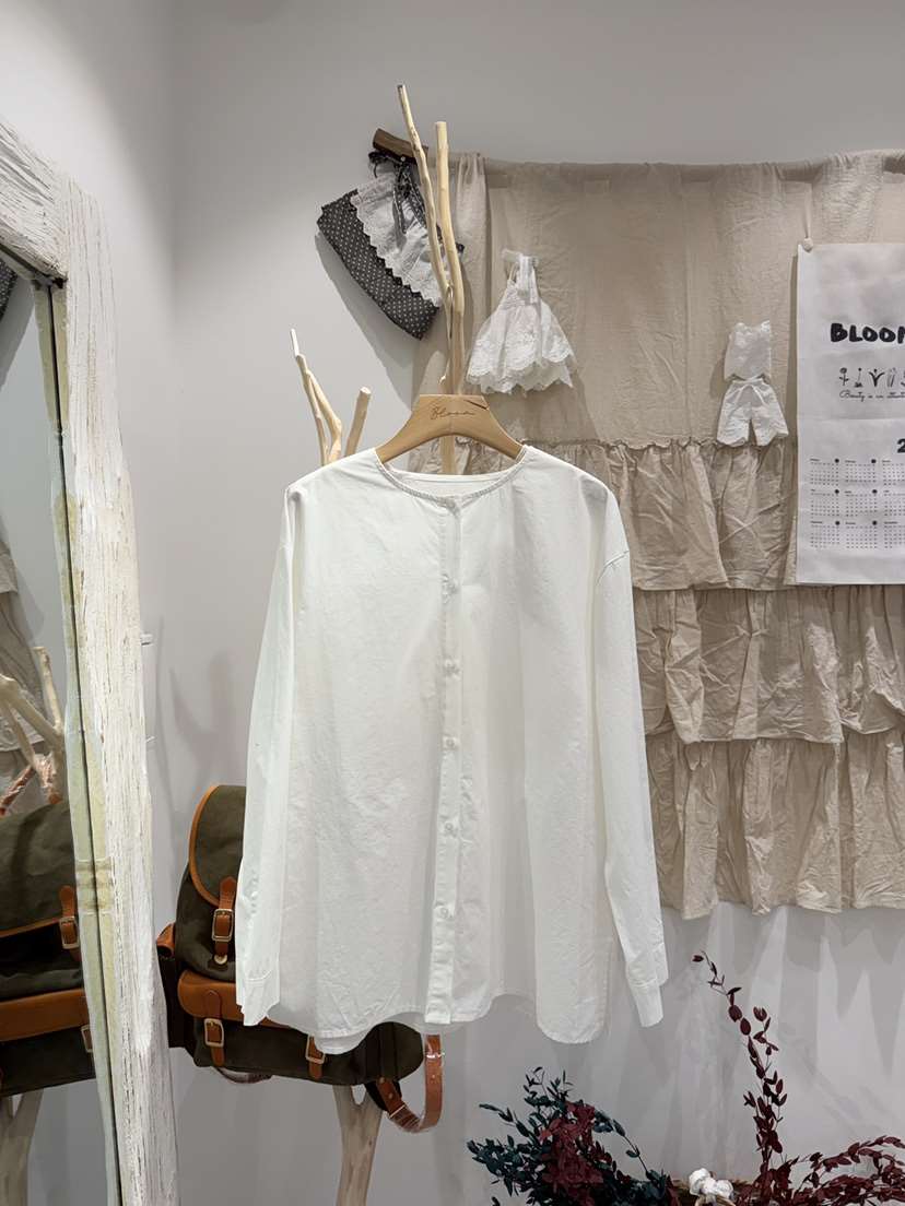 BLOOM東大門直郵女裝新品26春夏人氣推薦職業襯衫蕾絲衫系帶BLOOM-S襯衫/蕾絲衫