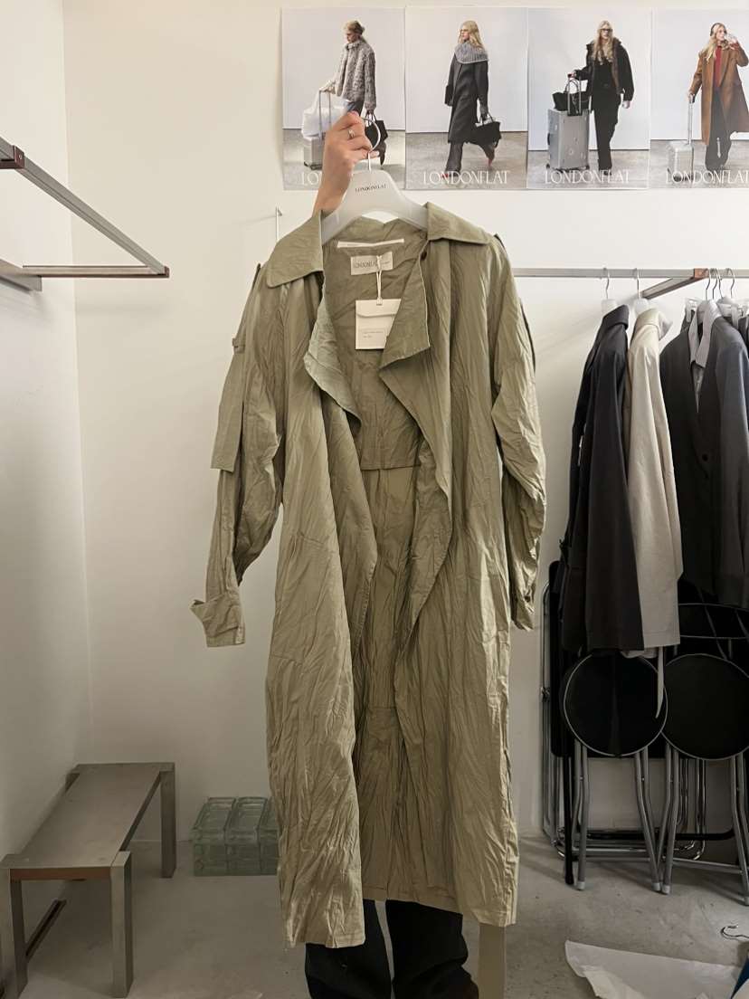 LONDON FLAT韓國代購女士新品推薦時尚休閑長款風衣含腰帶LONDON FLAT長款風衣