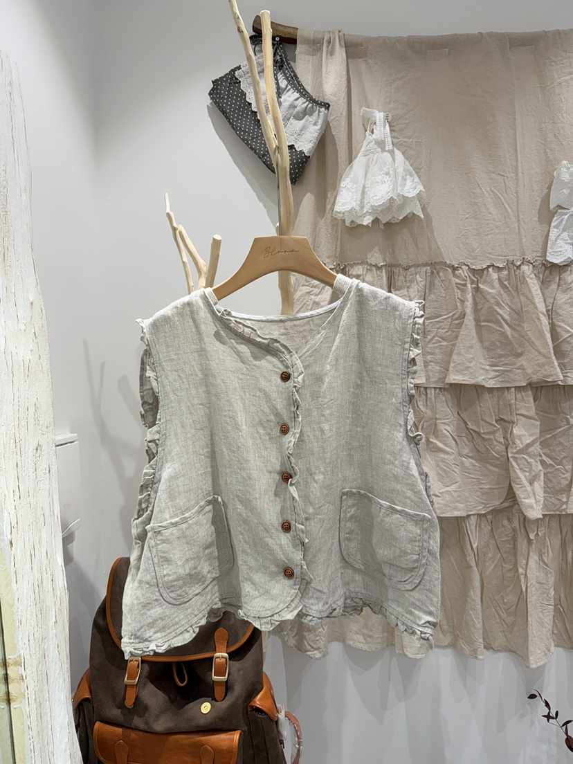 BLOOM韓國代購女士新款推薦時尚人氣熱賣休閑26春夏馬甲亞麻BLOOM-S馬甲