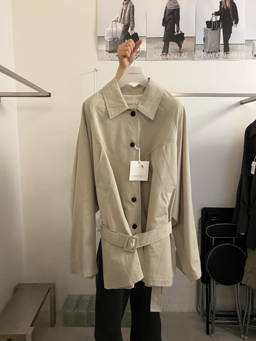 LONDON FLAT東大門代購女士新品真品時尚中長款大衣含腰帶LONDON FLAT中長款大衣