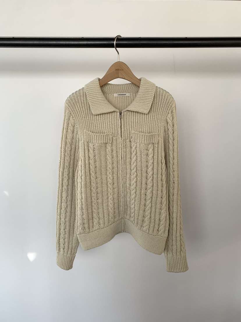 UNDERSON東大門實拍女裝新品休閑時尚熱賣推薦針織衫拉鏈UNDERSON針織衫