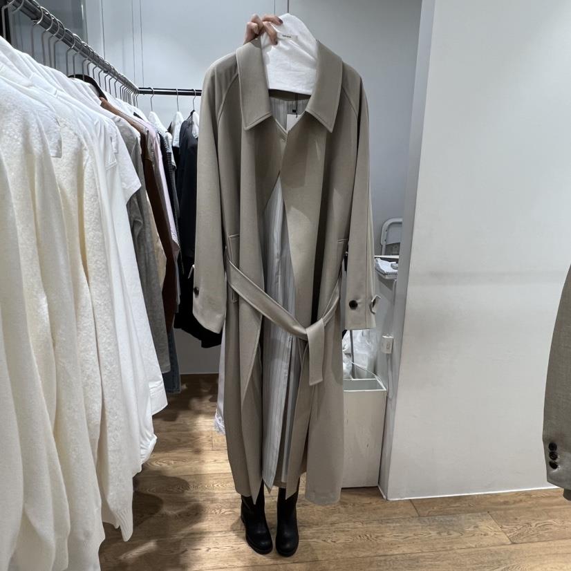 VERVEINE韓國直郵女士新品推薦職業真品熱賣長款風衣含腰繩VERVEINE長款風衣