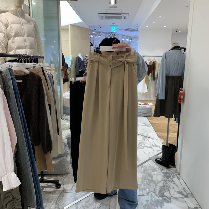 ALMOND東大門直郵女士新款人氣時尚職業休閑褲含腰帶系帶ALMOND休閑褲