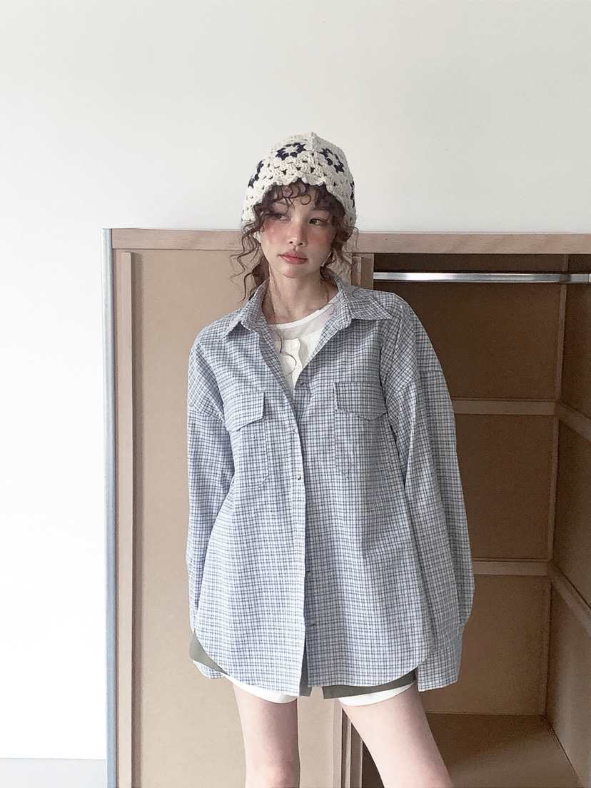 I MFACT韓國代購女士新品休閑真品襯衫蕾絲衫不含內搭口袋I MFACT襯衫/蕾絲衫