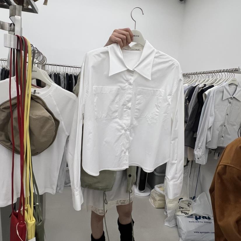 BREATHE東大門直郵女裝新品職業熱賣時尚真品襯衫蕾絲衫短款BREATHE襯衫/蕾絲衫