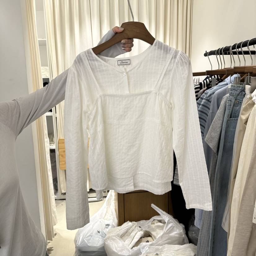 SIERRA東大門實拍女裝新品人氣職業休閑襯衫蕾絲衫假兩件SIERRA襯衫/蕾絲衫