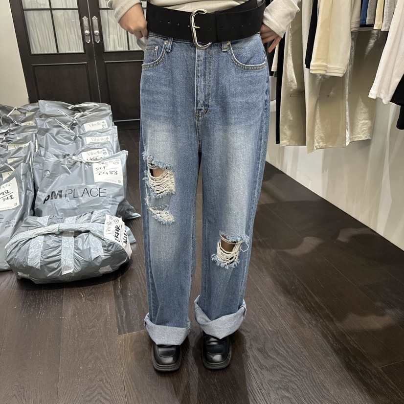 VIBELLE韓國直郵女士新品職業推薦熱賣時尚真品人氣牛仔褲VIBELLE牛仔褲