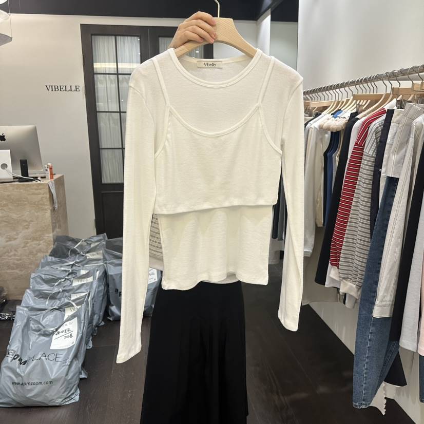 VIBELLE東大門實拍女裝新款職業休閑熱賣真品長袖T恤假兩件VIBELLE長袖T恤