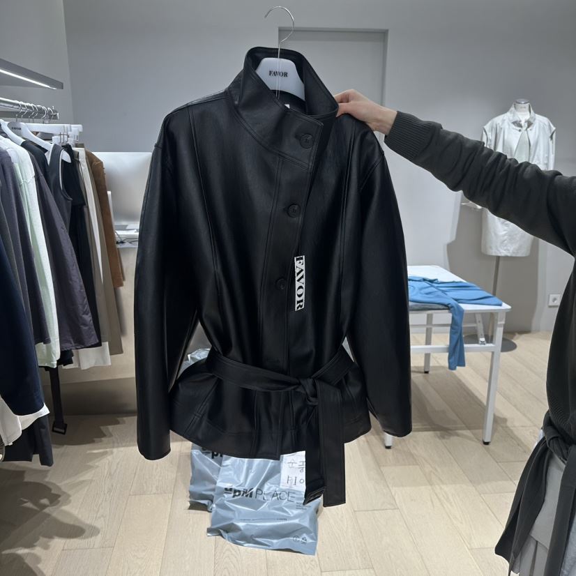 FAVOR-P東大門實拍女士新品真品職業休閑夾克含腰帶皮革FAVOR-P夾克