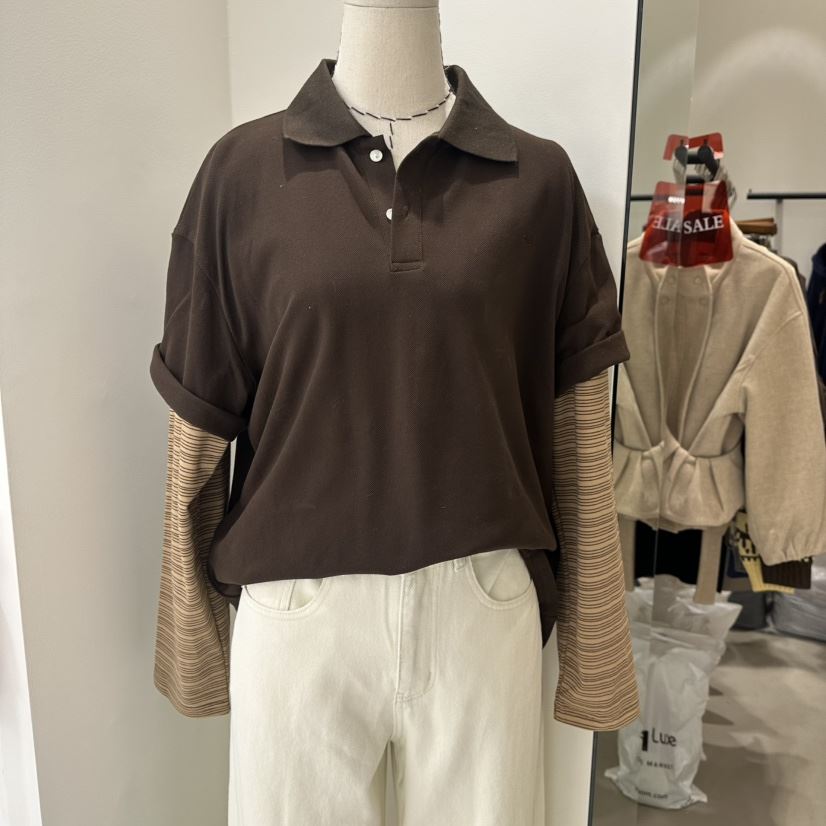 SIERRA東大門實拍女裝新品26春夏職業時尚休閑長袖T恤假兩件SIERRA長袖T恤