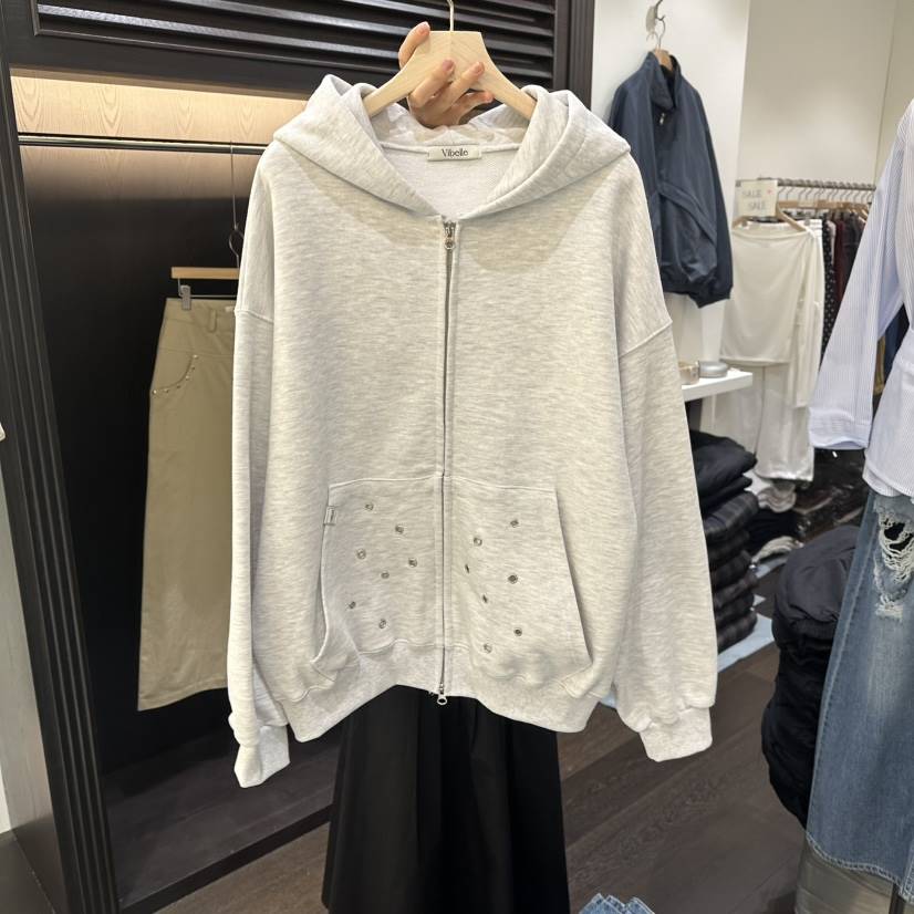 VIBELLE東大門直郵女士新款休閑熱賣推薦時尚夾克連帽拉鏈衫VIBELLE夾克