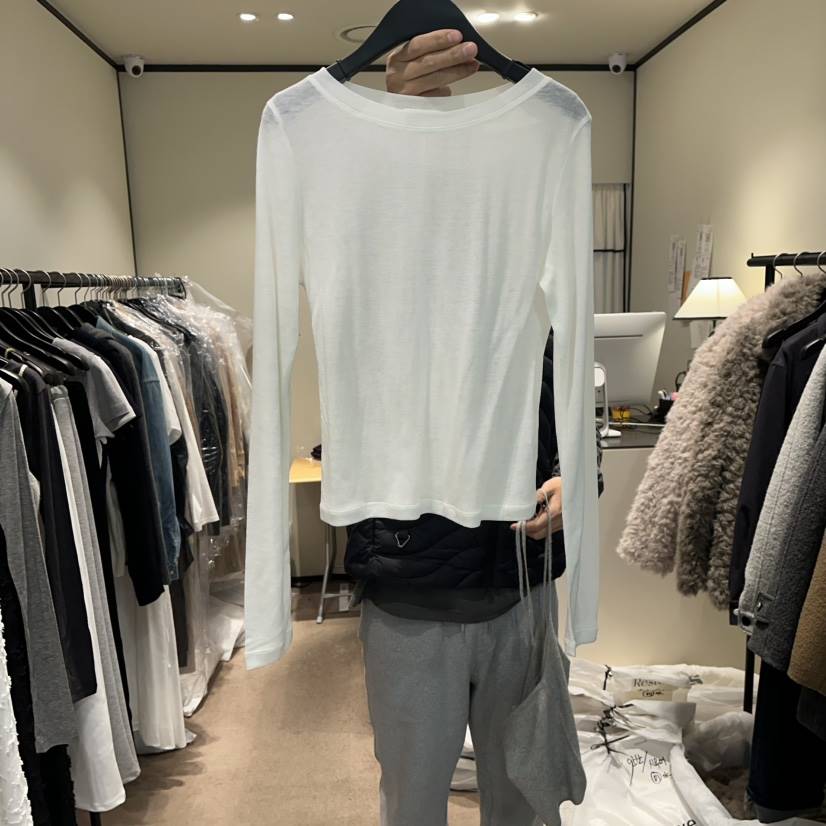 RE STOCK東大門代購女裝新品職業熱賣人氣推薦長袖T恤開衩RE STOCK長袖T恤