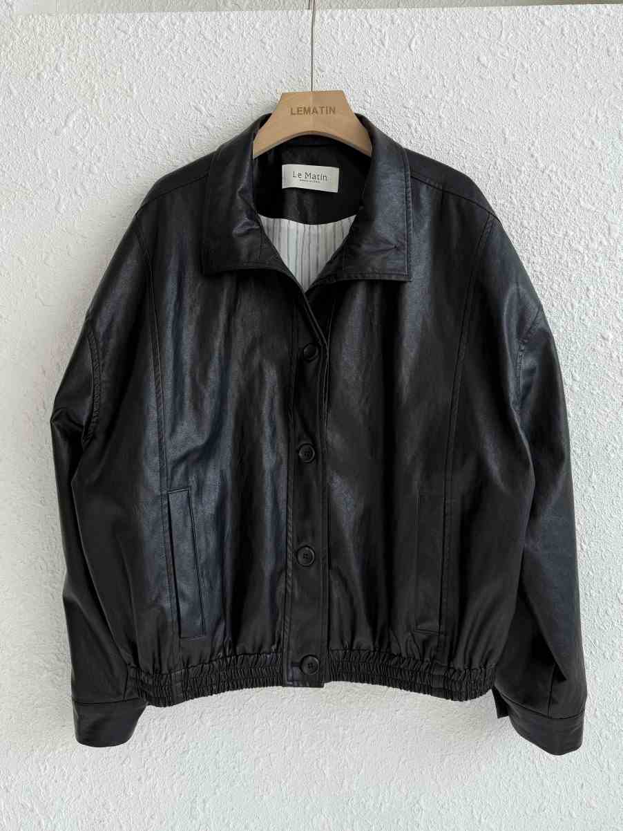 LEMATIN東大門直郵女裝新品職業熱賣26春夏休閑人氣皮衣高領LEMATIN皮衣