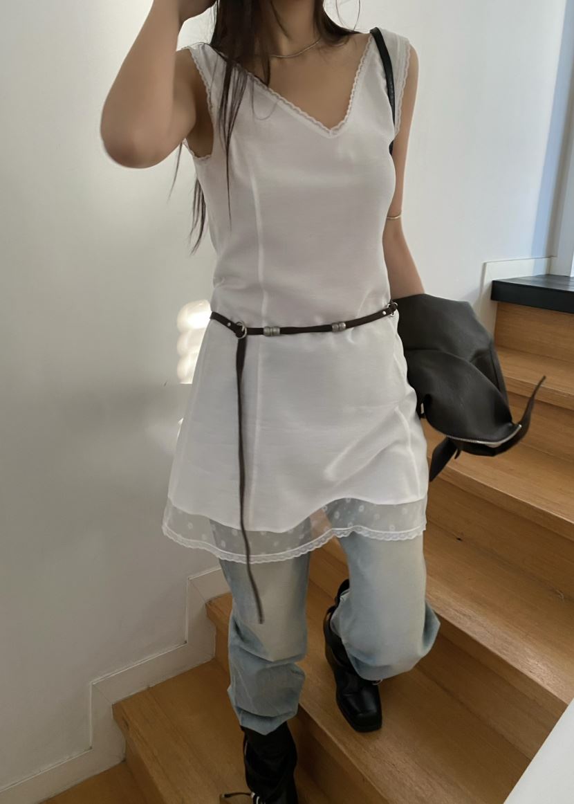 OUPPT東大門代購女士新款26春夏熱賣休閑職業連衣裙不含腰帶OUPPT連衣裙