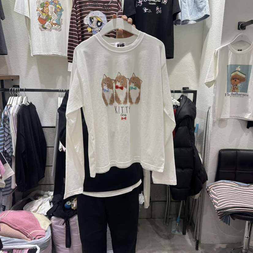 EVE韓國代購女士新品人氣休閑職業時尚真品熱賣26春夏長袖T恤EVE長袖T恤