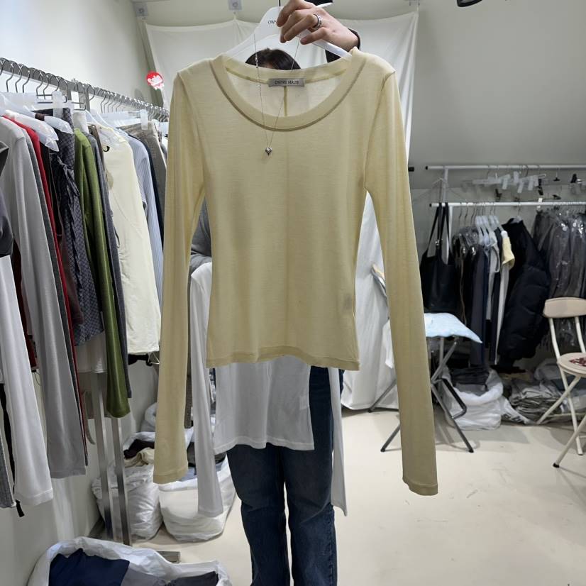 OWNS韓國代購女士新款推薦職業26春夏長袖T恤不含內搭天絲OWNS HAUS長袖T恤