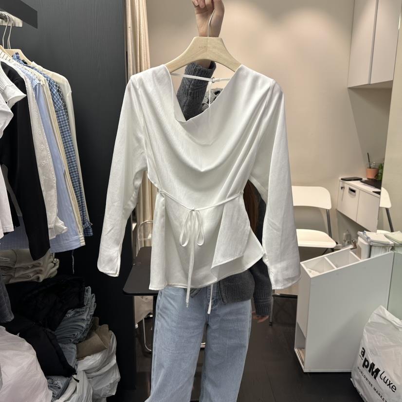 SALT BREAD韓國直郵女裝新款真品人氣休閑襯衫蕾絲衫含腰繩SALT BREAD襯衫/蕾絲衫