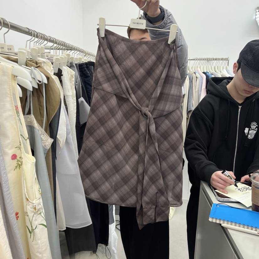 BREATHE東大門直郵女裝新款時尚熱賣休閑半身裙中短裙格子BREATHE半身裙/中短裙