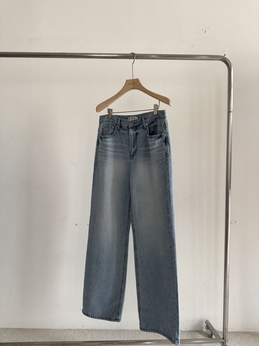 BOWIE韓國代購女士新款推薦職業26春夏熱賣牛仔褲直筒牛仔BOWIE牛仔褲