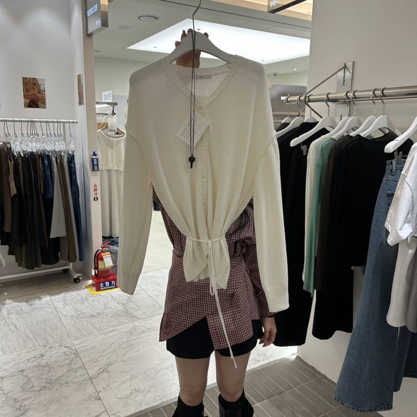 VIVE韓國代購女裝新款熱賣時尚職業休閑針織衫含腰繩開衫VIVE針織衫