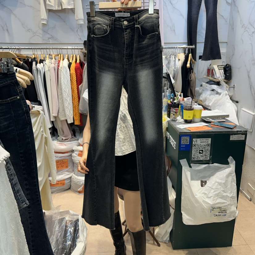 OLIVE TrEE東大門實拍女士新品時尚人氣職業牛仔褲水洗喇叭OLIVE TrEE牛仔褲