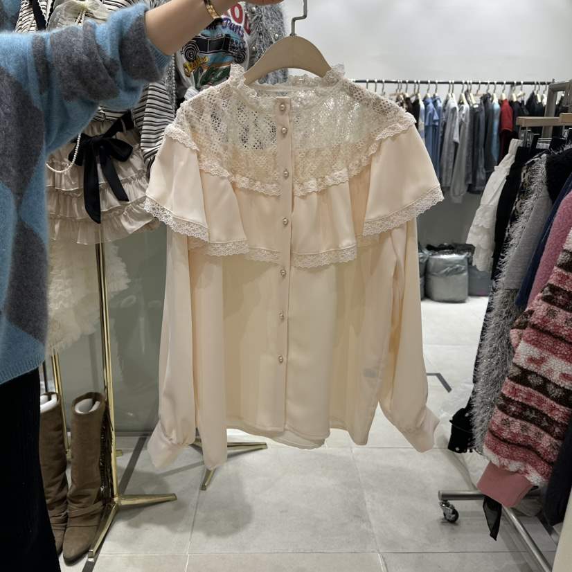 JENNY 1976韓國直郵女士新款26春夏熱賣職業休閑襯衫蕾絲衫JENNY 1976襯衫/蕾絲衫