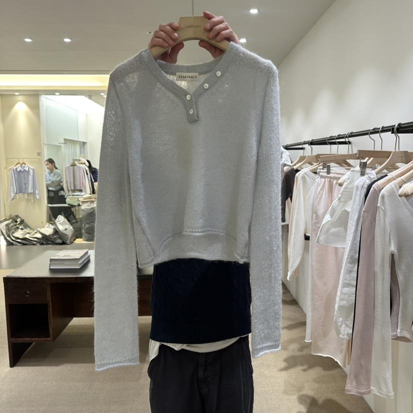 VEGETABLE東大門直郵女士新品休閑真品人氣26春夏針織衫紐扣VEGETABLE針織衫