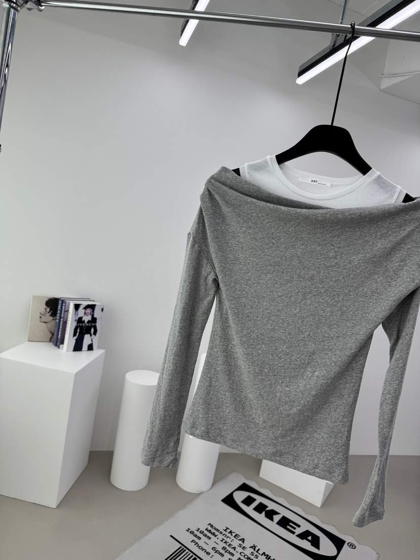 RED-A東大門代購女士新品26春夏推薦休閑職業長袖T恤露肩RED-A長袖T恤