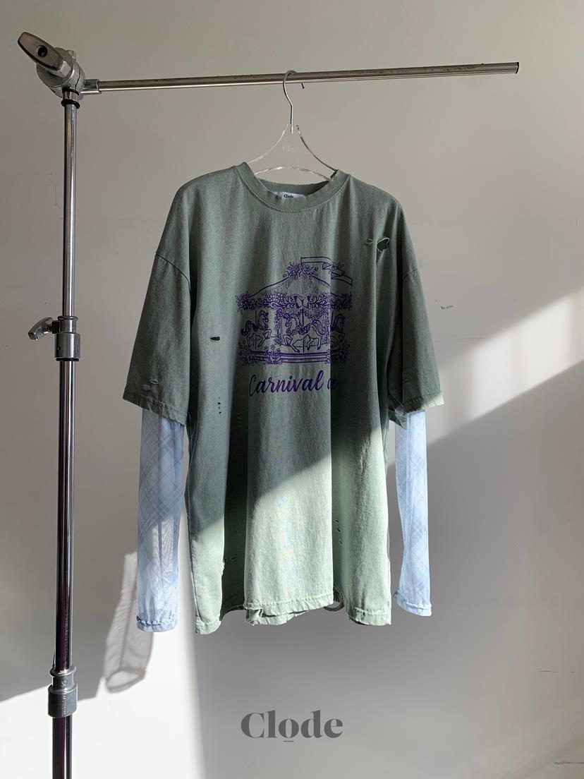 CLODE韓國代購女裝新款職業休閑人氣真品熱賣長袖T恤假兩件CLODE長袖T恤