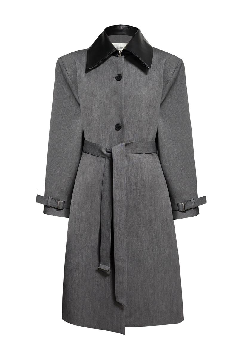 MURREN東大門代購女裝新品26春夏職業中長款大衣含腰帶皮革MURREN中長款大衣