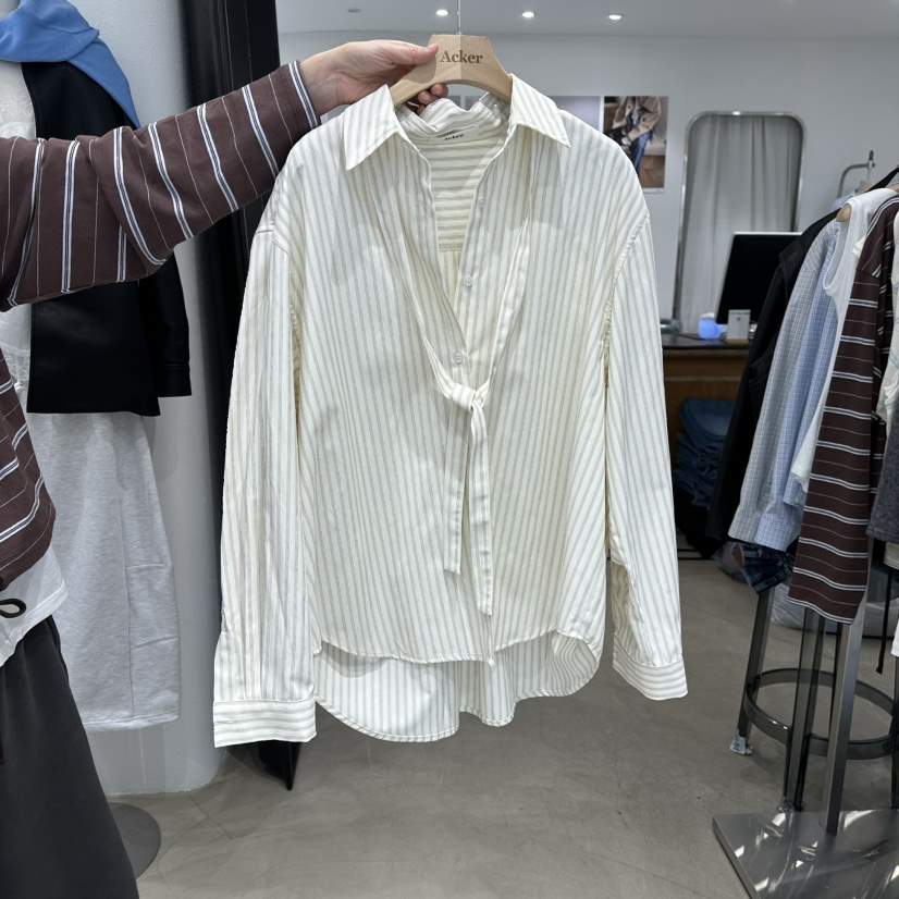 ACKER東大門代購女士新品時尚推薦26春夏人氣襯衫蕾絲衫條紋ACKER襯衫/蕾絲衫