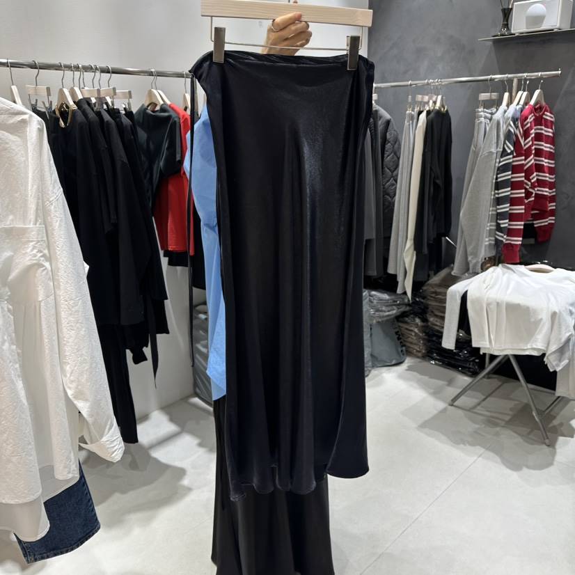 OPEN韓國直郵女裝新款休閑推薦職業26春夏熱賣真品長裙緞面OPEN長裙