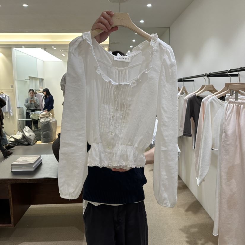 VEGETABLE東大門代購女士新款推薦26春夏人氣時尚襯衫蕾絲衫VEGETABLE襯衫/蕾絲衫