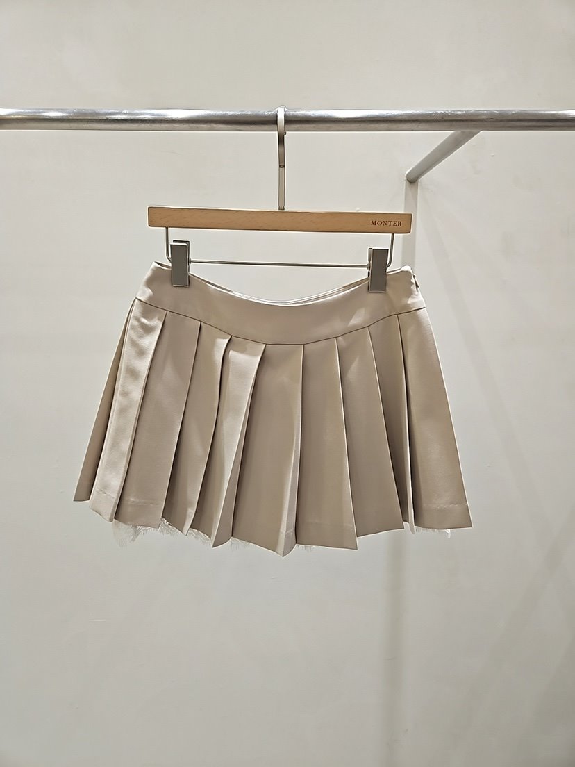 MONTER韓國直郵女士新品26春夏時尚熱賣休閑短裙蕾絲褶裥MONTER短裙