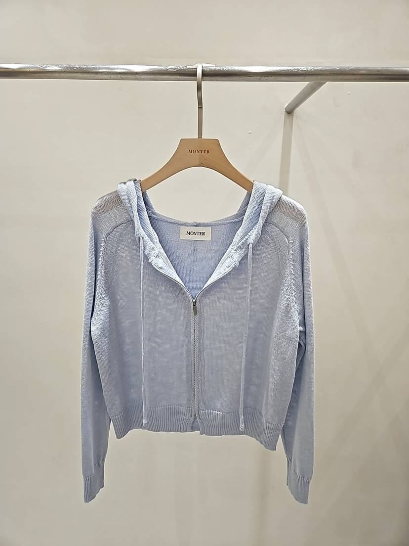 MONTER韓國代購女裝新款人氣衛衣連帽拉鏈衫不含內搭亞麻MONTER衛衣