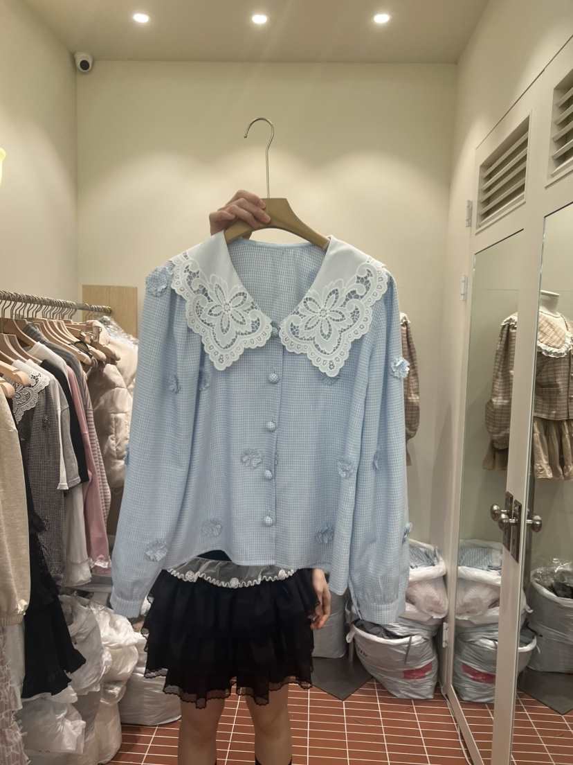 BE&amp;BE東大門代購女裝新款職業推薦人氣襯衫蕾絲衫花朵BE&be襯衫/蕾絲衫