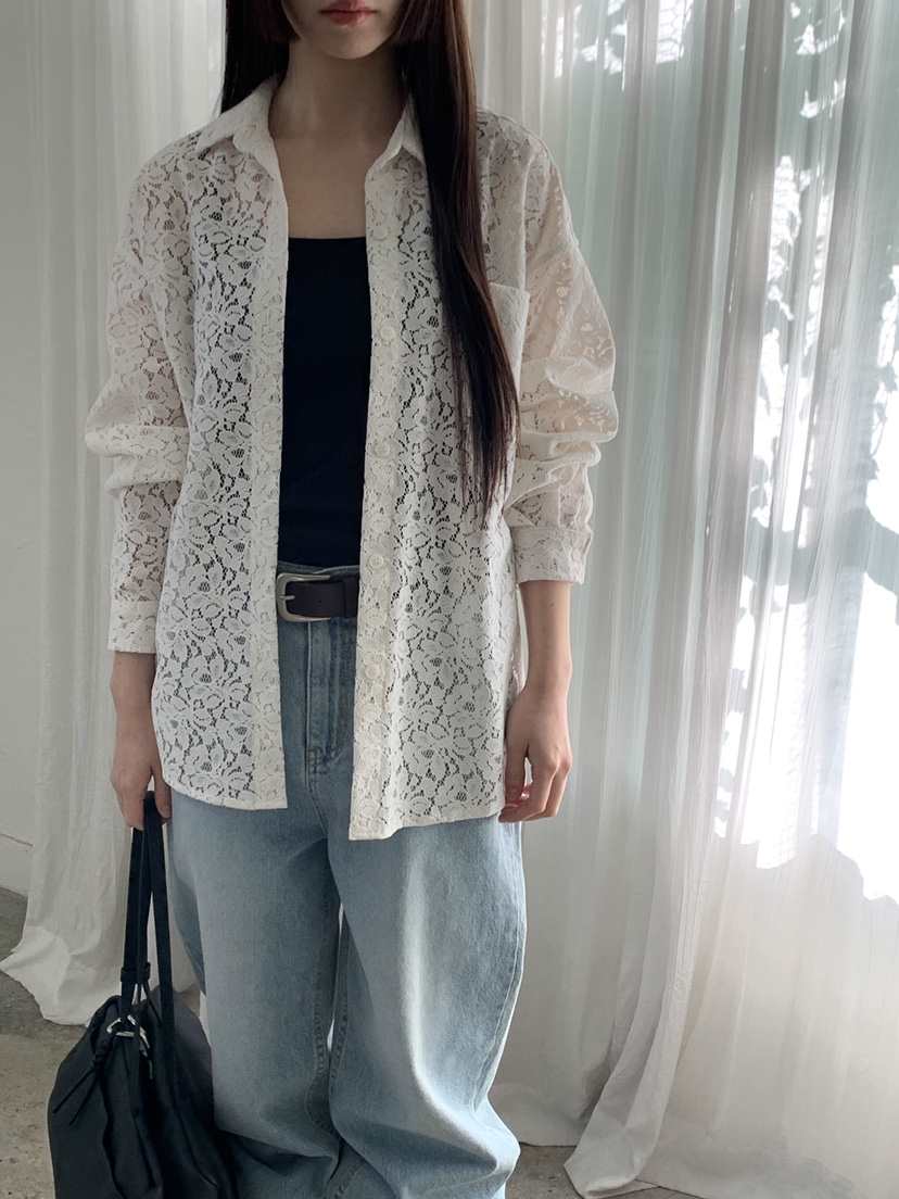 LOGARDEN東大門代購女士新款熱賣人氣時尚26春夏襯衫蕾絲衫LO GARDEN襯衫/蕾絲衫