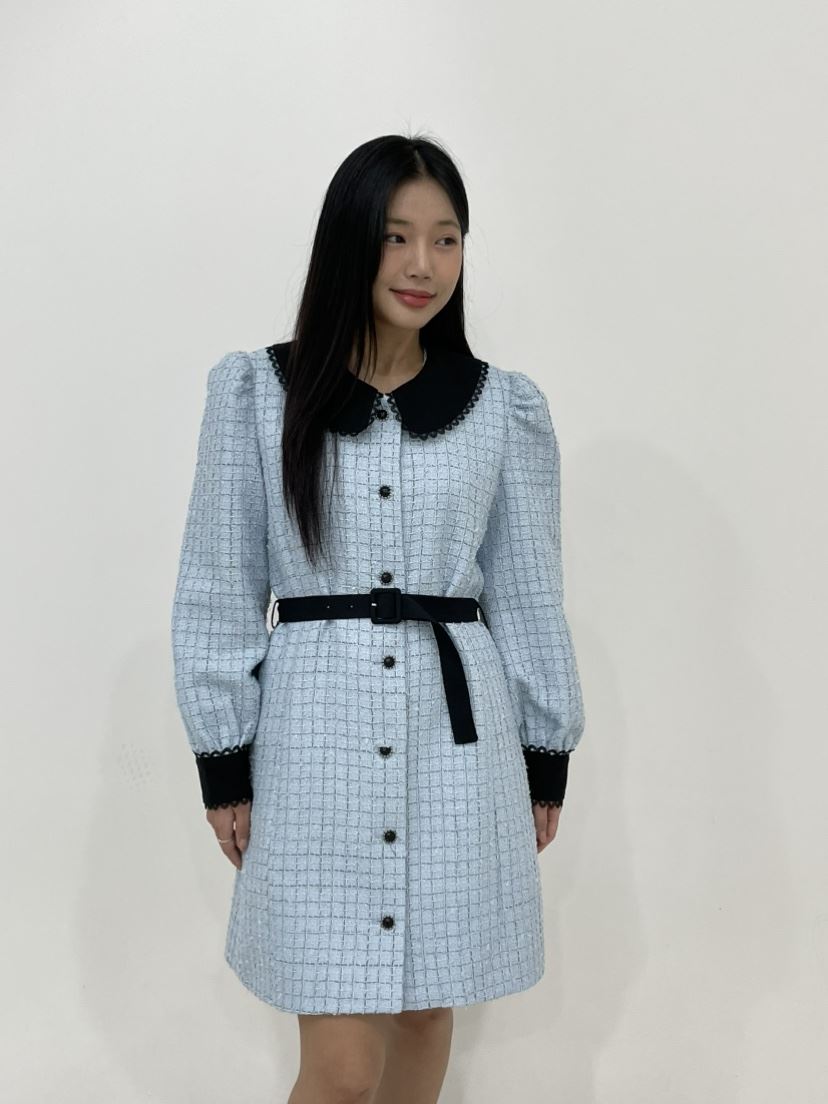 NAPKIN韓國直郵女士新品職業人氣熱賣時尚休閑連衣裙格紋NAPKIN連衣裙