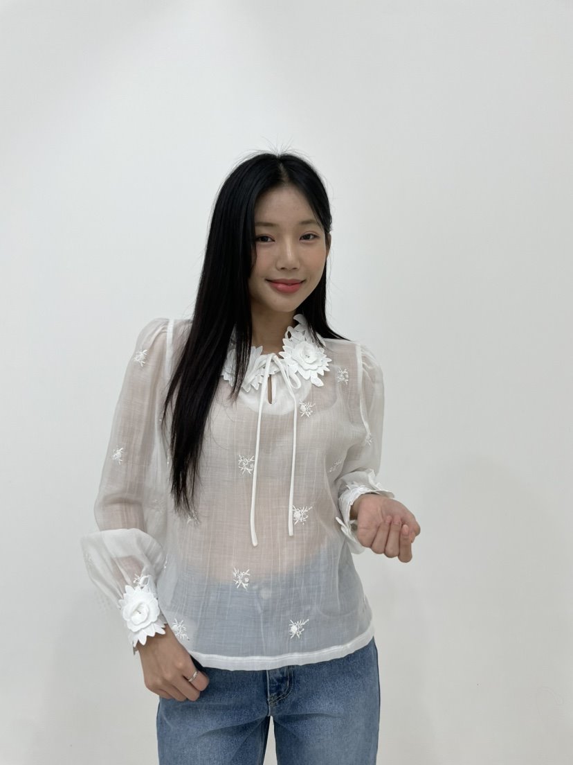 NAPKIN東大門代購女士新款職業人氣真品襯衫蕾絲衫刺繡繡花NAPKIN襯衫/蕾絲衫